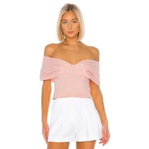 LPA Lidia Pleated Off Shoulder Lined Blouse Top